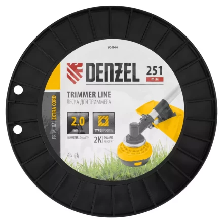 Леска для триммера двухкомпонентная квадрат, 2,0мм х 251м, на DIN катушке EXTRA CORD// Denzel 96844 купить в Нефтеюганске