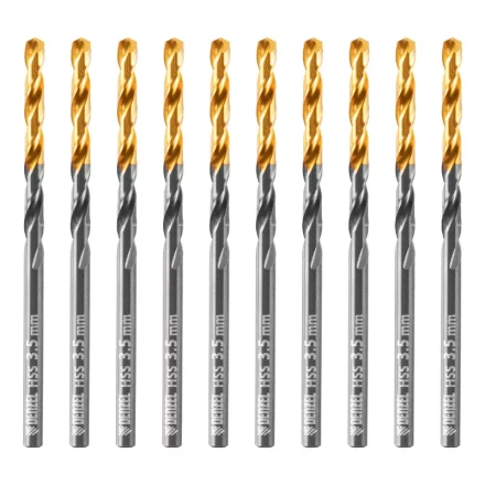 Сверло по металлу, 3,5 мм, HSS-Tin, Golden Tip, 10 шт. Denzel 717207 купить в Нефтеюганске