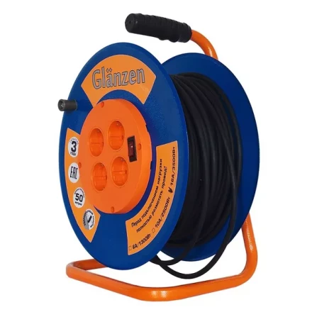 Удлинитель силовой на катушке GLANZEN 4 гн. КГ 3х1,5 ЕВ-50-009 купить в Нефтеюганске