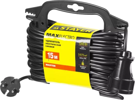 Удлинитель электрический &quot;MAXElectro&quot; на маленькой рамке, 15 м, 1 гнездо, STAYER 55014-15 купить в Нефтеюганске