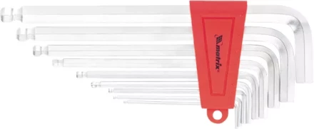 Набор ключей шестигранных имбусовых HEX, 1,5–10 мм, CrV,  9 шт., экстра-длин, c шаром, сатин  MATRIX 16410 купить в Нефтеюганске