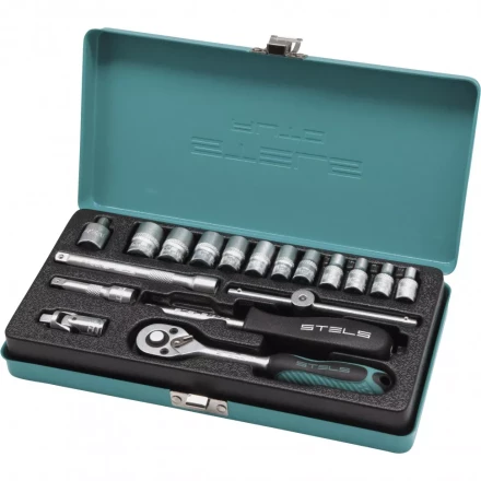 Набор торцевых головок с трещоткой 1/4 18 предметов Stels 13573 купить в Нефтеюганске