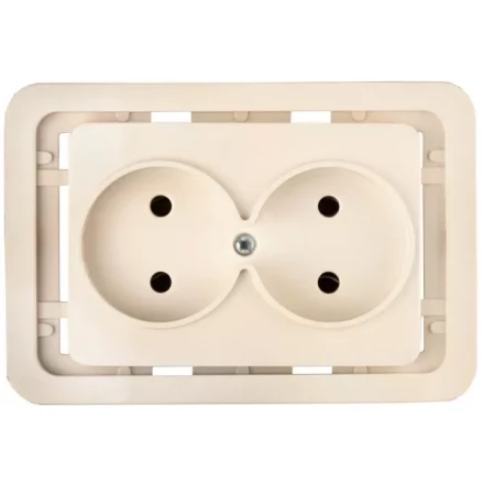 Розетка СВЕТОЗАР &quot;ГАММА&quot; двойная, цвет бежевый, 16А/~250В SV-54102-B купить в Нефтеюганске