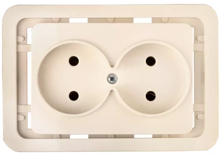 Розетка СВЕТОЗАР &quot;ГАММА&quot; двойная, цвет бежевый, 16А/~250В SV-54102-B купить в Нефтеюганске