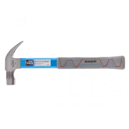 Молоток-гвоздодер 370г боек с магнитом фибергласовая обрезиненная рукоятка алюминиевая защита БАРС 10448 купить в Нефтеюганске