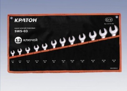 Набор ключей рожковых Кратон SWS-03 12 пр. 2 27 01 003 купить в Нефтеюганске
