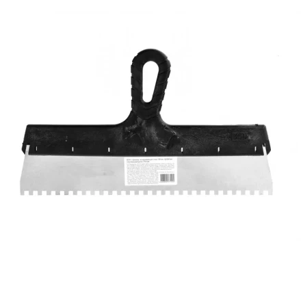 Шпатель  из нержавеющей стали 350 мм зуб 6 х 6 мм пластмассовая ручка 85141 купить в Нефтеюганске