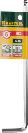 Ключ KRAFTOOL &quot;INDUSTRIE&quot; имбусовый, длинный c шариком, Cr-Mo, хромосатинированное покрытие, HEX 6 27437-6 купить в Нефтеюганске