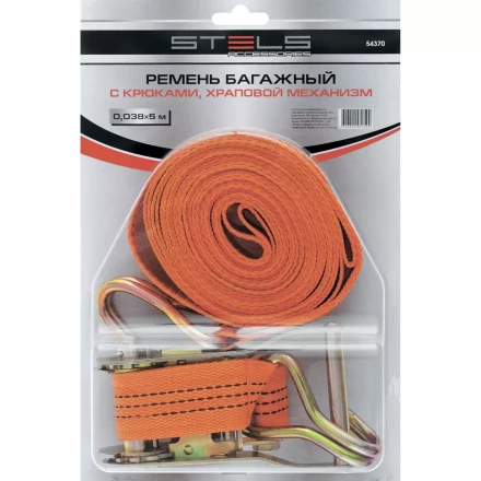 Ремень багажный с крюками 0.038х5 м храповый механизм STELS 54370 купить в Нефтеюганске