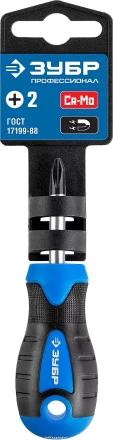 Отвертка ЗУБР &quot;МАСТЕР&quot;, хром-ванадиевая сталь, эргономичная двухкомпонентная рукоятка, PH № 2-150мм 25232-2-15 купить в Нефтеюганске