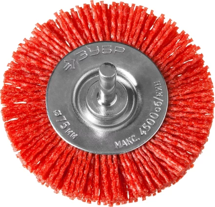 ЗУБР &quot;ПРОФЕССИОНАЛ&quot;. Щетка дисковая для дрели, нейлоновая проволока с абразивным покрытием, 75мм 35161-075_z02 купить в Нефтеюганске