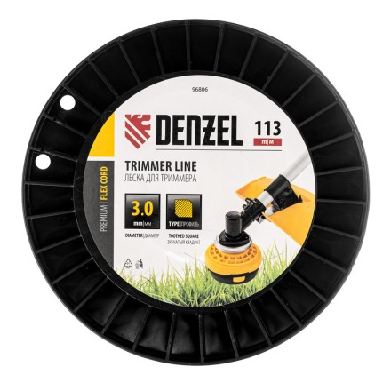 Леска для триммера зубчатый квадрат, 3,0мм х 113м, на DIN катушке FLEX CORD// Denzel 96806 купить в Нефтеюганске