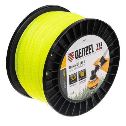 Леска для триммера зубчатый квадрат, 3,0мм х 113м, на DIN катушке FLEX CORD// Denzel 96806 купить в Нефтеюганске