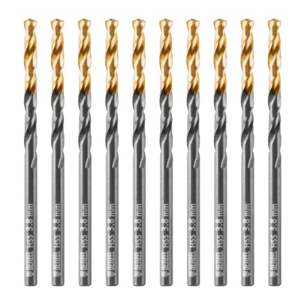 Сверло по металлу, 3,8 мм, HSS-Tin, Golden Tip, 10 шт. Denzel 717208 купить в Нефтеюганске