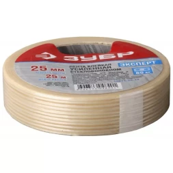 Лента ЗУБР "ЭКСПЕРТ" клеящая однонаправленная, усиленная стекловолокном, 12мм х 25м 12071-12-25