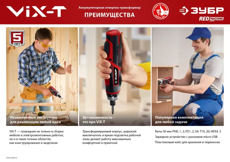 Отвертка-трансформер ViX-T ЗО-ЕМ-3.6 Ли серия МАСТЕР купить в Нефтеюганске