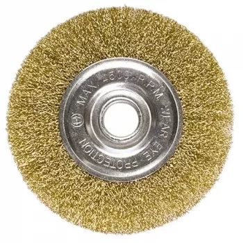 Щетка для УШМ, 150 мм, посадка 22,2 мм, плоская, латунированная витая проволока MATRIX 74664 купить в Нефтеюганске