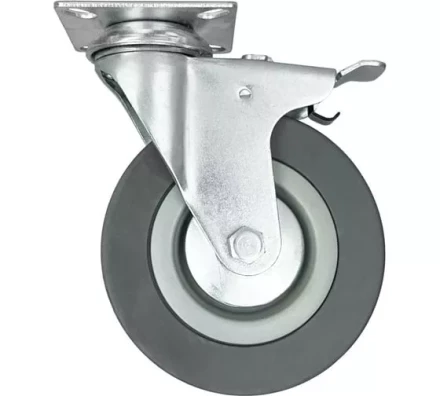 Аппаратное поворотное колесо с тормозом HITCH 50*18 резина серая SCgb25 (SZ084836) купить в Нефтеюганске