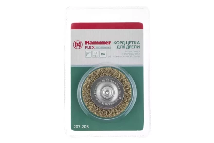 Кордщетка HAMMER плоская 50мм для дрели гофрированная латунированная сталь (207-205) купить в Нефтеюганске
