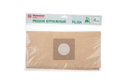Бумажные мешки HAMMER 233-011 для пылесосов PIL20A (4 шт.) купить в Нефтеюганске