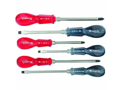Набор ударных отверток 6штук PH1x75 PH2x100 PH3x150 SL5x75 SL6x100 SL8x150 CrV MATRIX 19113 купить в Нефтеюганске