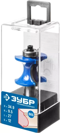 ЗУБР 34.9 x 29 мм, радиус 9.5 мм, фреза полустержневая с подшипником, Профессионал (28722-34.9) купить в Нефтеюганске