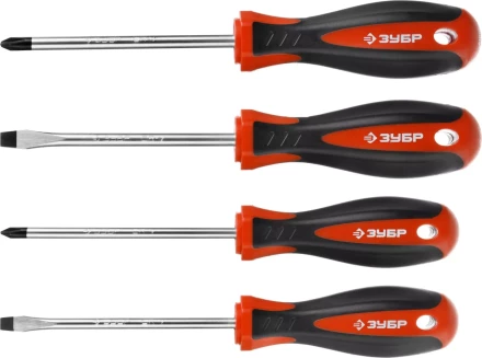 Набор ЗУБР &quot;МАСТЕР&quot;: Отвертки, Cr-v, эргономичная двухкомпонентная рукоятка, 4шт 25065-H4_z03 купить в Нефтеюганске