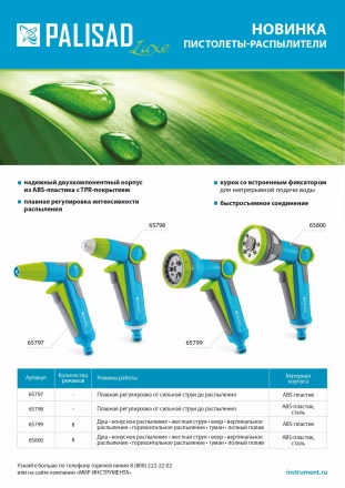 Пистолет-распылитель Palisad, регулируемый, с курком, Luxe 65797 купить в Нефтеюганске
