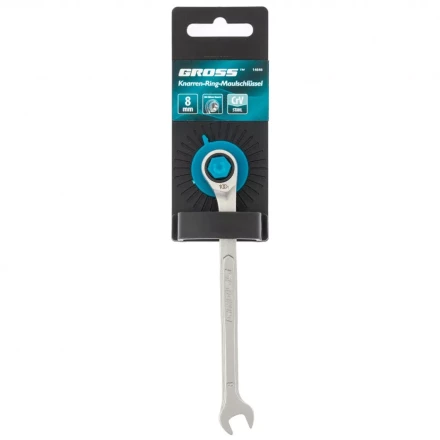 Ключ комбинированный трещоточный 8 мм количество зубьев 100 Gross 14846 купить в Нефтеюганске