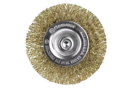 Кордщетка HAMMER плоская 63мм для дрели гофрированная латунированная сталь (207-206) купить в Нефтеюганске
