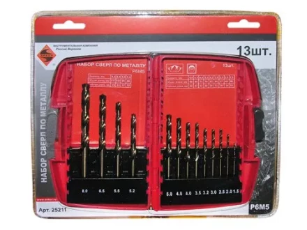 Набор сверл д/мет.Р6М5  13шт.(1,5-8мм) 6/6/36 25211 купить в Нефтеюганске
