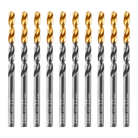 Сверло по металлу, 4,5 мм, HSS-Tin, Golden Tip, 10 шт. Denzel 717211 купить в Нефтеюганске
