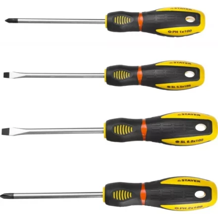 Набор STAYER &quot;PROFESSIONAL&quot; &quot;PROTech&quot;: Отвертки, Cr-Mo, эргономичная двухкомпонентная рукоятка, 4шт 25133-H4_z02 купить в Нефтеюганске
