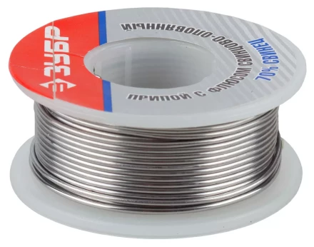 Припой ЗУБР оловянно-свинцовый, 30% Sn / 70% Pb, 100гр 55422-100 купить в Нефтеюганске