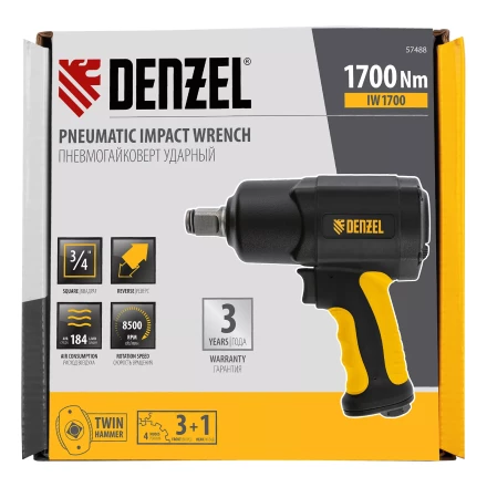 Ударный пневмогайковерт Denzel IW1700, 3/4&quot;, 8500 об/мин, 1700 Нм 57488 купить в Нефтеюганске