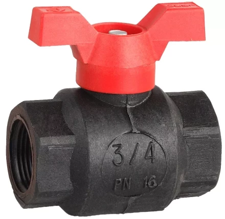 Кран шаровой ЗУБР полнопроходной &quot;мама-мама&quot;, бабочка, пластиковый корпус, 3/4&quot; 4-51523-P-3/4 купить в Нефтеюганске