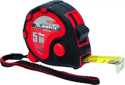 Рулетка Status 3 fixations 5 м х 19 мм двухкомпонентный корпус 3 фиксации ленты  MATRIX 31034 купить в Нефтеюганске