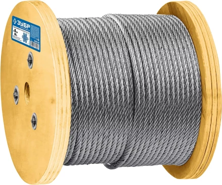 ЗУБР DIN 3060, свивка 6 х 19 + IWR, 8 мм, L 80 м, грузоподъемный стальной трос, Профессионал (30415-08) купить в Нефтеюганске