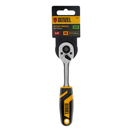 Ключ-трещотка 1/4&quot;  Denzel 14031, 90 зубьев, с быстрым сбросом, CrV купить в Нефтеюганске
