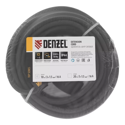Удлинитель-шнур силовой Denzel Top Series, КГТТ, 10м, 1 розетка, 3 x 1,5 мм, 3 м 37419 купить в Нефтеюганске