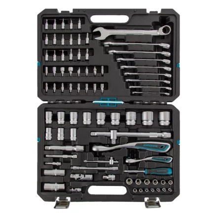 Набор инструментов 82 предметов , 120 зубьев, CrV, 1/4", 1/2" Gross 14149 купить в Нефтеюганске