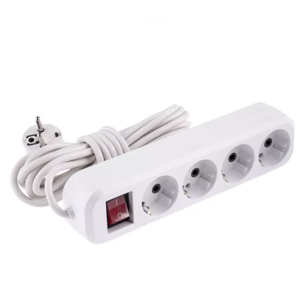 Удлинитель бытовой с заземлением и выключателем 5 м 4 розетки 10 A серия УХз10 Denzel 95978 купить в Нефтеюганске