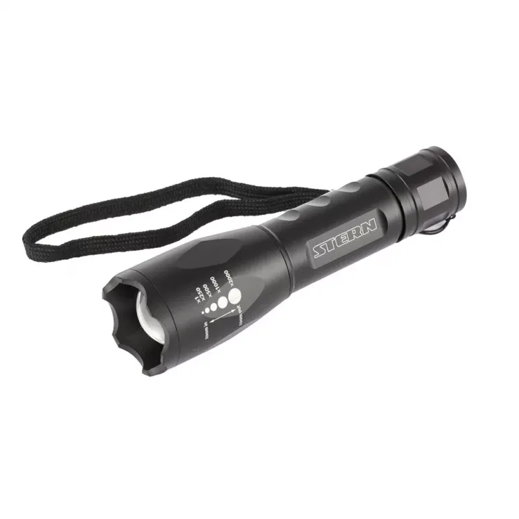 Фонарь 3 W CREE LED зум 3 режима 100% - 50% - стробоскоп ремешок 160 Лм 200 м 3хААА Stern 90581 купить в Нефтеюганске