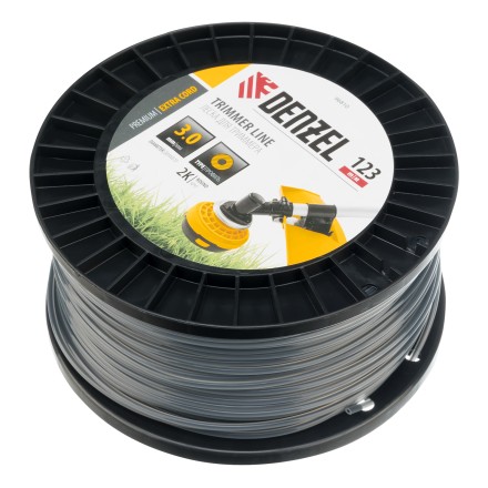 Леска для триммера двухкомпонентная круглая, 3,0мм х 123м, на DIN катушке EXTRA CORD// Denzel 96810 купить в Нефтеюганске