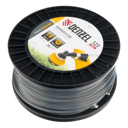 Леска для триммера двухкомпонентная круглая, 3,0мм х 123м, на DIN катушке EXTRA CORD// Denzel 96810 купить в Нефтеюганске