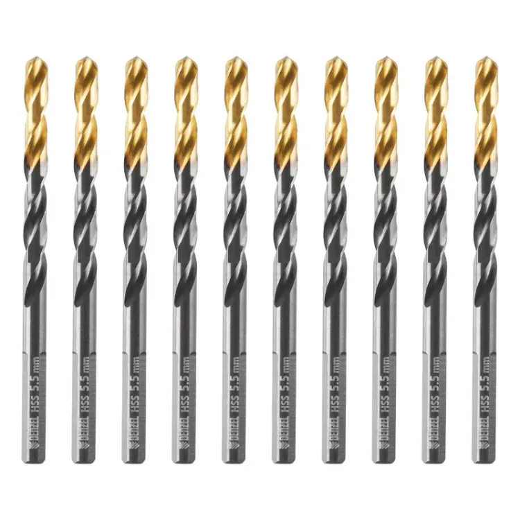 Сверло по металлу, 5,5 мм, HSS-Tin, Golden Tip, 10 шт. Denzel 717214 купить в Нефтеюганске