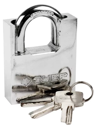 Замок ЗУБР &quot;ЭКСПЕРТ&quot; навесной, стальной корпус, закаленная дужка, с дополнительной защитой, 60мм 37223-60 купить в Нефтеюганске