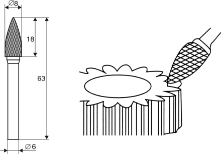 Борфреза Аркоподобная заостренная G 6х8 Энкор 21711 купить в Нефтеюганске