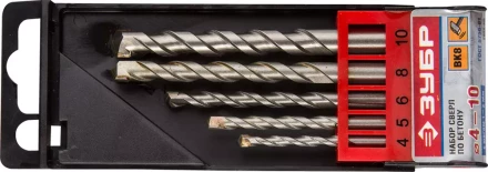 Набор ЗУБР Свёрла &quot;МАСТЕР&quot; по бетону, ударные, 4; 5; 6; 8; 10мм, 5шт 2922-H5 купить в Нефтеюганске