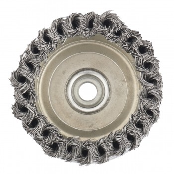 Щетка для УШМ Heavy Duty, 100 мм, М14, &quot;чашка&quot;, крученая металлическая проволока  MATRIX 74672 купить в Нефтеюганске